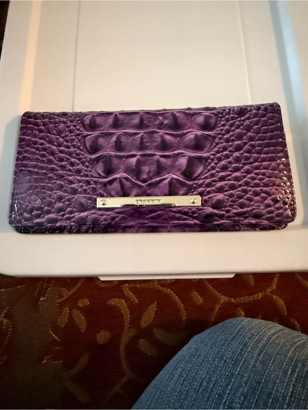 Brahmin Ady Wallet -Heroic Purple Melbourne - Embossed Genuine Leather
